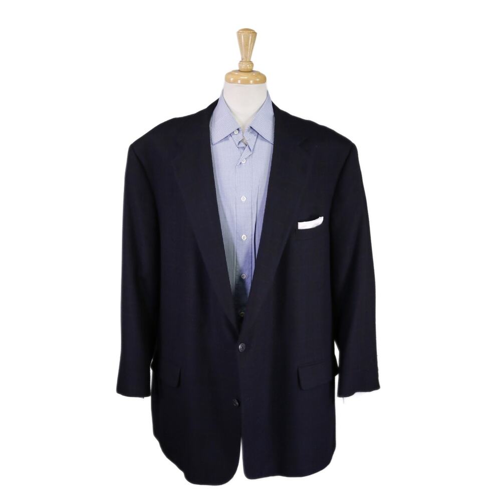 Miller Brothers Custom Tailored Blue Tartan Plaid Check 100% Cashmere Blazer 56R